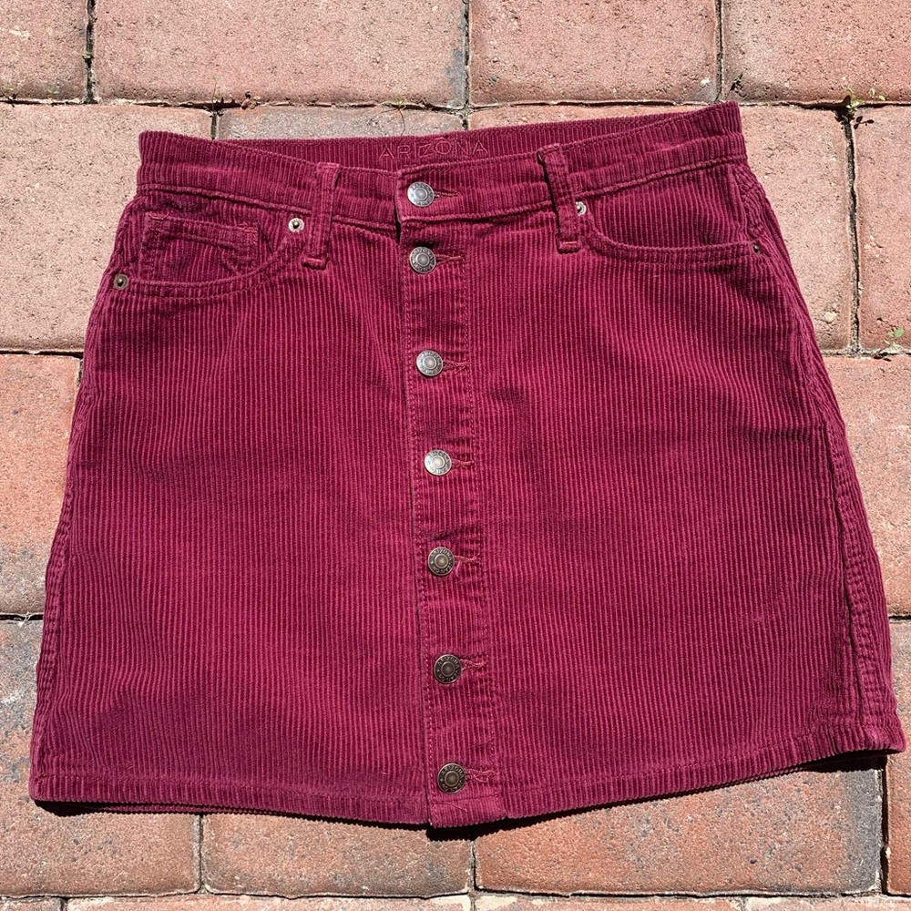 Arizona Burgundy High Waisted Corduroy Mini Skirt